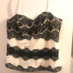 Black lace & white satin top